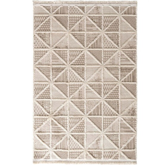 Cool Halı Sakura 2201 Krem Hav Toz Vermez Etnik Desenli Modern Bukleli Salon Halısı - 200 x 300 cm Salon Halısı Fiyatı