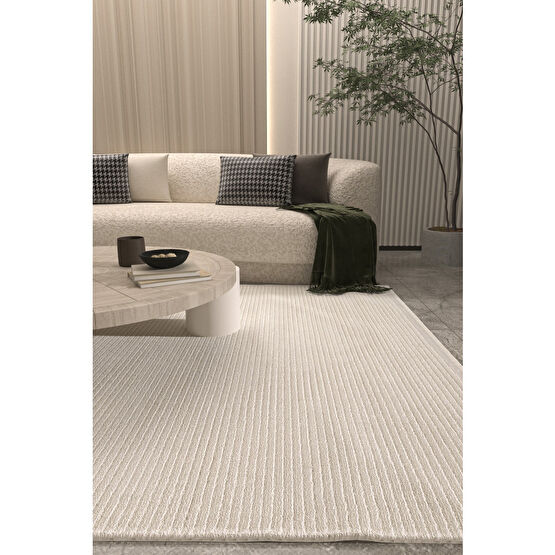 Cool Halı Vetrina 3601 Krem Yumuşak Dokulu Halı Kilim Salon Mutfak Koridor Kesme Yolluk Dokuma Makine Halısı 100 x 450 Beden