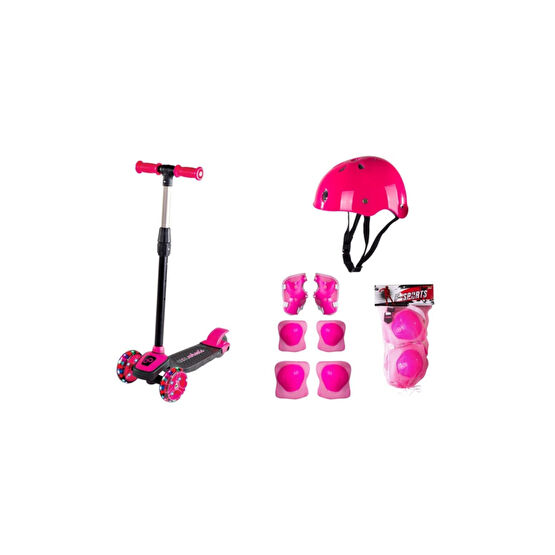 Cool Wheels Led Işıklı 3 Tekerlekli Pembe Twist Full Set Yeni Kasklı Scooter Fiyatı