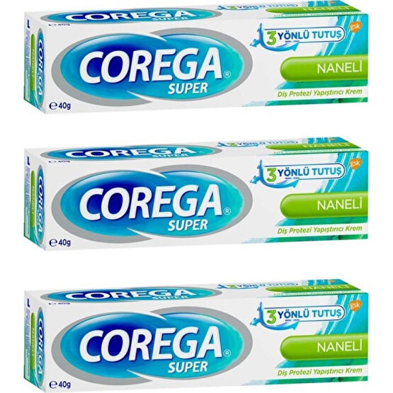 Corega Süper Diş Protezi Yapıştırıcı Naneli Krem 40 gr 3 Adet Diş Beyazlatıcılar Fiyatı