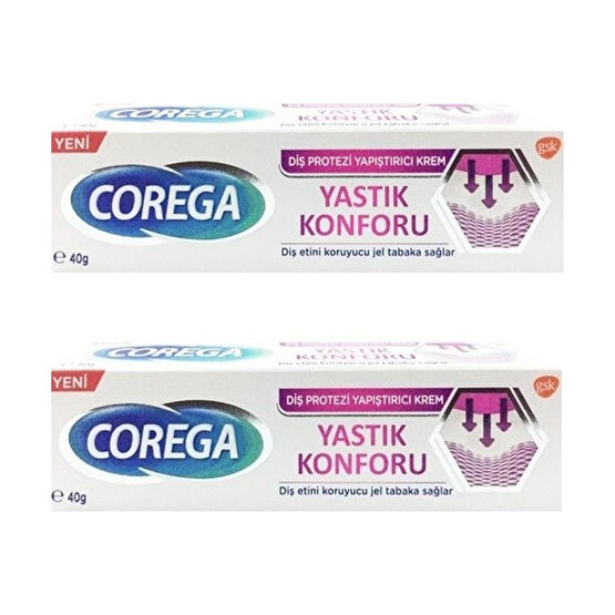 Corega Yastık Konforu Diş Protez Yapıştırıcı Krem 40 ml x 2 Adet Diş Macunları Fiyatı
