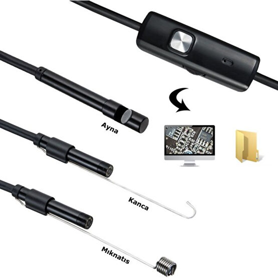 Daha Yok Mu Endoskop 3 In 1 Yılan Kamera USB Micro USB Type-C 10M Sert Kablo - 10 m Elektrikli Kesme Makinesi Fiyatı