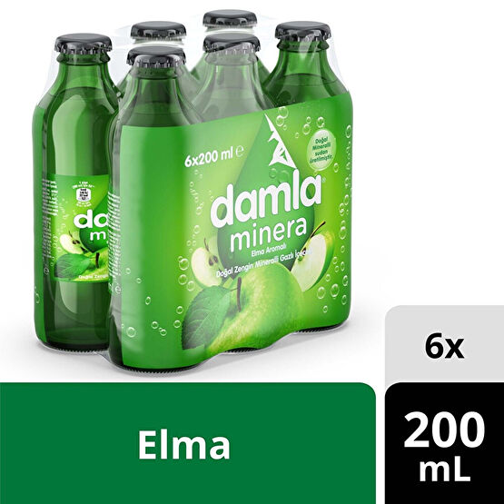 Damla Minera Elmalı Maden Suyu Cam 6x200 ml Maden Suyu ve Soda Fiyatı