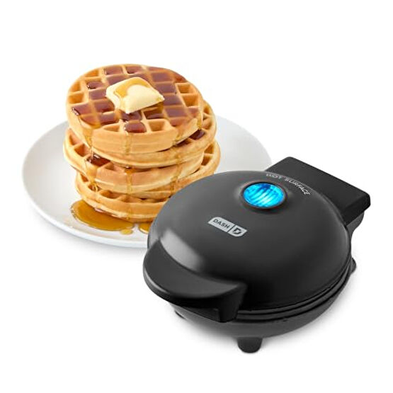 DASH Mini Waffle Maker - 4” Waffle Mold, Nonstick Waffle Iron with Quick Heat-Up, Nonstick Surface - Perfect Mini Waffle Maker for Kids and Families, Just Add Batter (Black) Waffle Makinesi Fiyatı