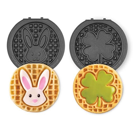 DASH Multimaker Mini System Two 4” Nonstick Removable Waffle Plates (Bunny & Shamrock) - 2Pc Plate Pack Compatible with Dash MultiMaker Mini System, Nonstick Surface Waffle Makinesi Fiyatı