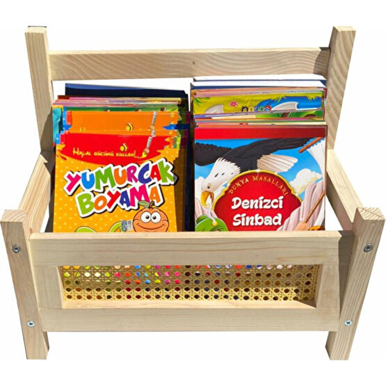 Decolfin Ahşap Montessori Bank Kitaplık Dergilik 01 - Naturel Ahşap Duvar Rafı Fiyatı