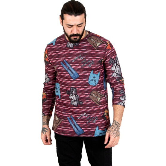 Deepsea Fashion Baskılı Slim Fit Bisiklet Yaka Yeni Sezon Erkek Sweatshirt 2303073 Erkek Sweatshirt Fiyatı