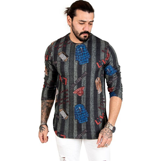 Deepsea Love Baskılı Slim Fit Yeni Sezon Erkek Sweatshirt 2303075 Erkek Sweatshirt Fiyatı