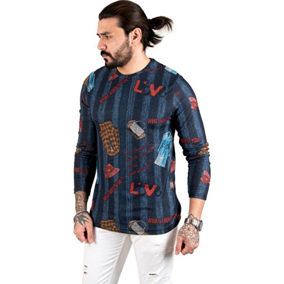 Deepsea Love Baskılı Slim Fit Yeni Sezon Erkek Sweatshirt 2303075 Erkek Sweatshirt Fiyatı