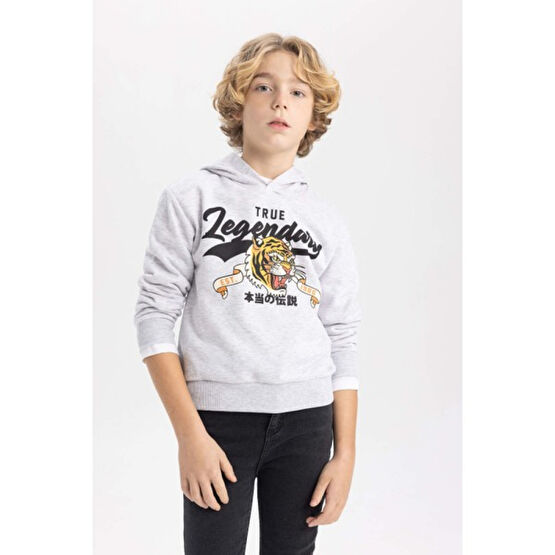 DeFacto Erkek Çocuk Regular Fit Kapüşonlu Sweatshirt B7100A824SP Erkek Çocuk Sweatshirt Fiyatı