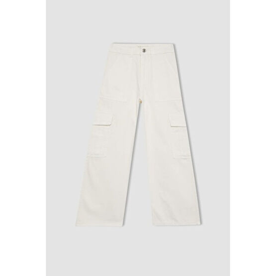 DeFacto Kız Çocuk Kargo Fit Geniş Paça Jean Pantolon B4956A824SM Kız Çocuk Pantolon Fiyatı