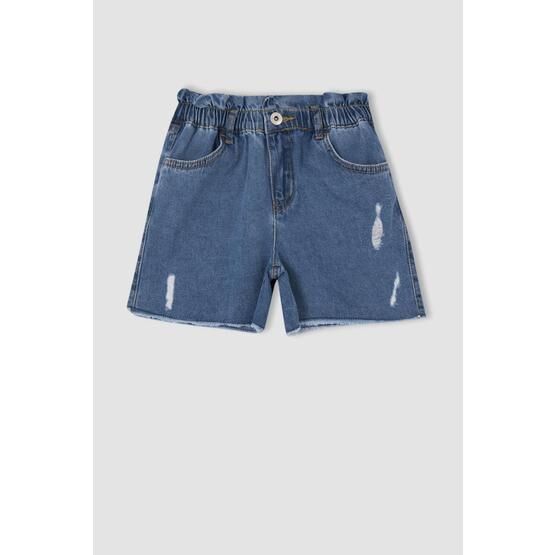 DeFacto V1936A621HS Kız Çocuk Mom Fit Yırtık Detaylı Jean Şort