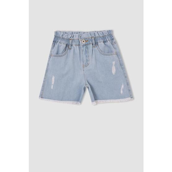 DeFacto V1936A621HS Kız Çocuk Mom Fit Yırtık Detaylı Jean Şort