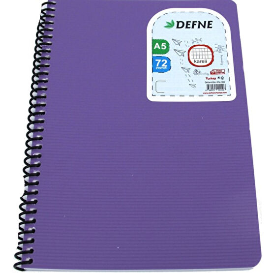 Defne Daphne A5 Kareli Spiralli Plastik Kapak Defter Nova 72 Yaprak Spiralli Defter Fiyatı