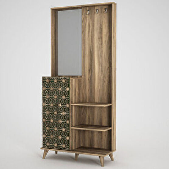 Dekorister Exclusive Tress Aynalı Portmanto Ceviz Portmanto Fiyatı