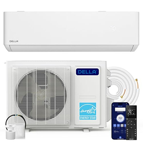 DELLA Hyper Heat Lower as -13°F 12,000 BTU WiFi Mini Split,Work with Alexa,Energy Star 230V 23 SEER2,Cools Up to 550 Sq. Ft,Inverter AC with 1 Ton Pre-Charged Heat Pump & 16.4ft Installation Kits Klimalar Fiyatı
