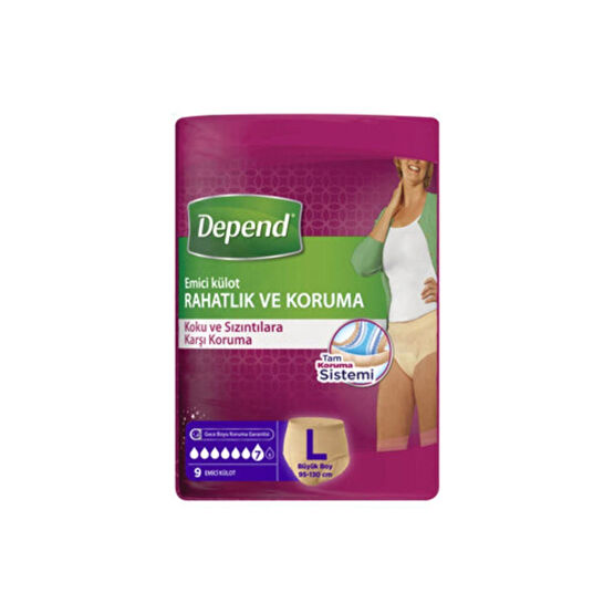 Depend Emici Külot Büyük Boy Kadın 9 Lu L Beden Hasta Bezleri ve Temizliği Fiyatı