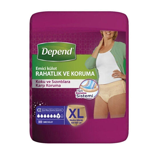 Depend Emici Külot Ekstra Büyük Boy Xl 50-54 Beden 10 Adet (120-150 Cm Bel Ölçüsü) Hasta Bezleri ve Temizliği Fiyatı