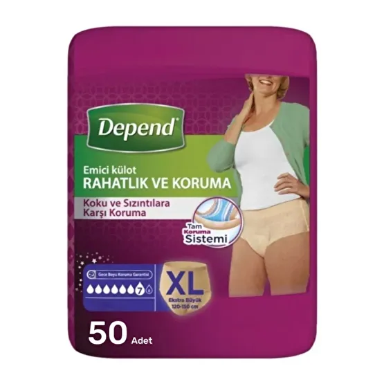 Depend Emici Kulot Kadin Ekstra Buyuk Boy Xl Beden (Bel Olcusu 120-150 Cm) 50 Adet Hasta Bezleri ve Temizliği Fiyatı