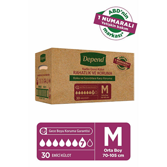 Depend Emici Külot Kadın Orta Boy Medium M Beden (bel Ölçüsü 70-105 Cm) 30 Adet Hasta Bezleri ve Temizliği Fiyatı