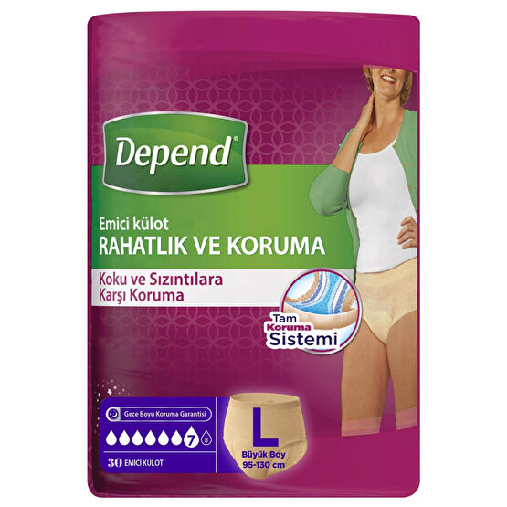 Depend Hasta Bezi Emici Külot Large Beden Büyük Boy 30 Adet 95-130 cm Bel Ölçüsü Hasta Bezleri ve Temizliği Fiyatı