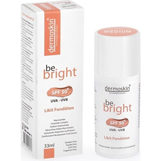 Dermoskin Be Bright Likit Fondöten Medium SPF50 33 ml Nemlendiriciler Fiyatı