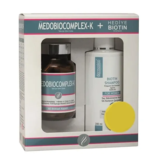 Dermoskin Medobiocomplex-K 60 Kapsul (Kadin) & Hediye Biotin Sampuani 200 Ml Kadin Saç Dökülmesine Karşı Ürünler Fiyatı