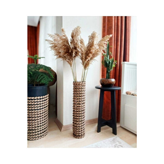 DİLAY HOME DESIGN Dekoratif Metal Tel Hasır Örgülü El Yapımı Çiçek Pampas Vazosu Dar 60cm Vazo Fiyatı