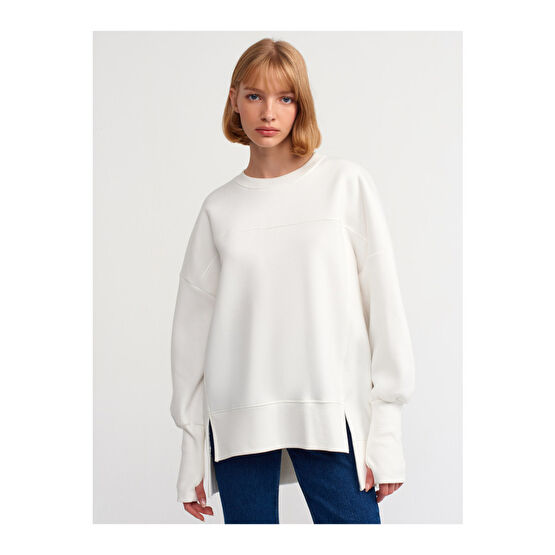 Dilvin Oversize Sweatshırt-ekru M/L Beden