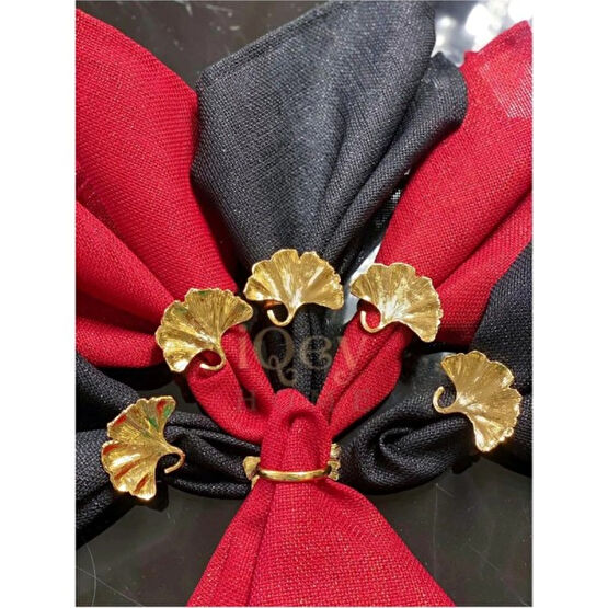 Dimario Home Ginkgo Yapraklı Peçete Yüzüğü / Peçete Halkası 6’lı Set - 3 x 3 cm - Gold Masa Örtüsü Fiyatı