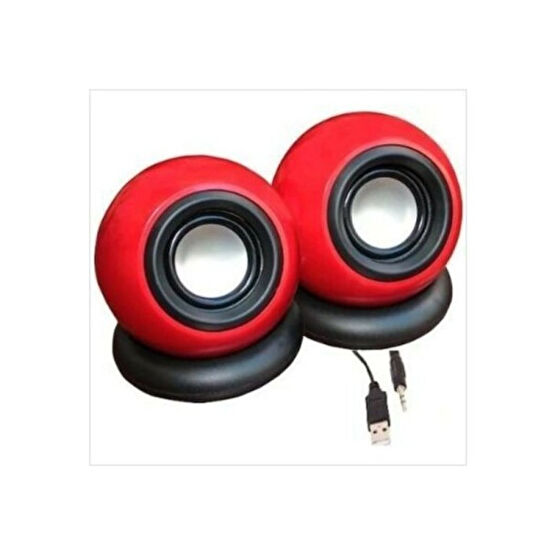 Dnr D-08L 1+1 USB 2.0 Mini Oval Hoparlör - Kırmızı Bilgisayar Speaker Fiyatı