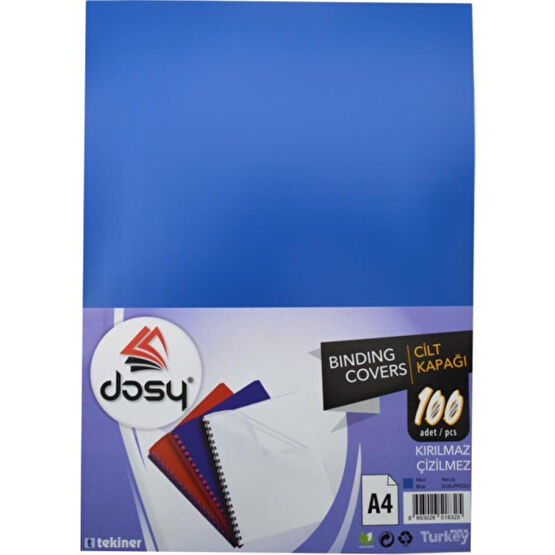 Dosy Cilt Kapağı A4 160 Micron 100 Lü Paket Mavi Ciltleme Makinesi Fiyatı
