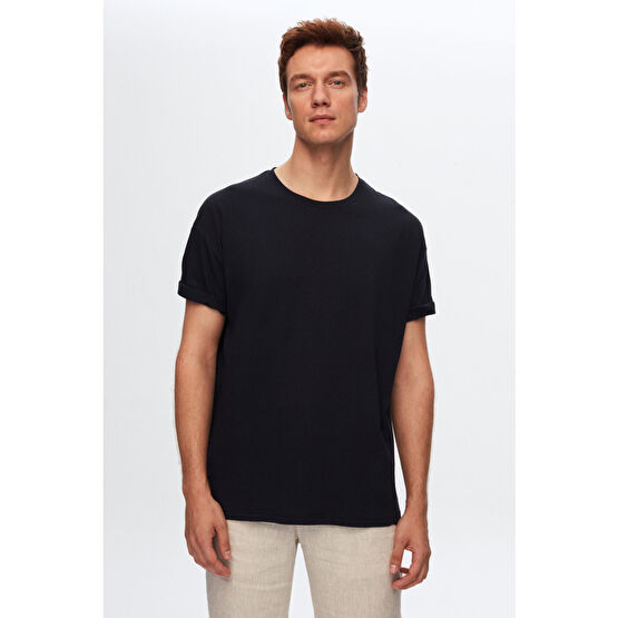 DS Damat Comfort Lacivert Bol Kesim %100 Pamuk T-shirt S Beden Bayan T-shirt Fiyatı