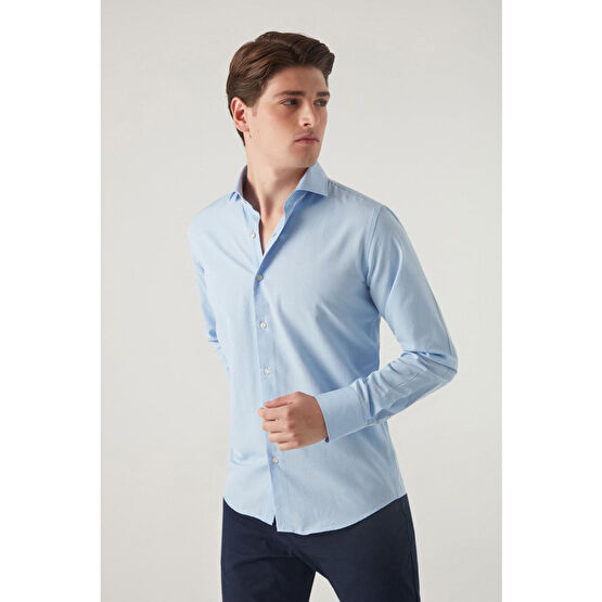 DS Damat Slim Fit Açık Mavi Italyan Yaka Gömlek S Beden