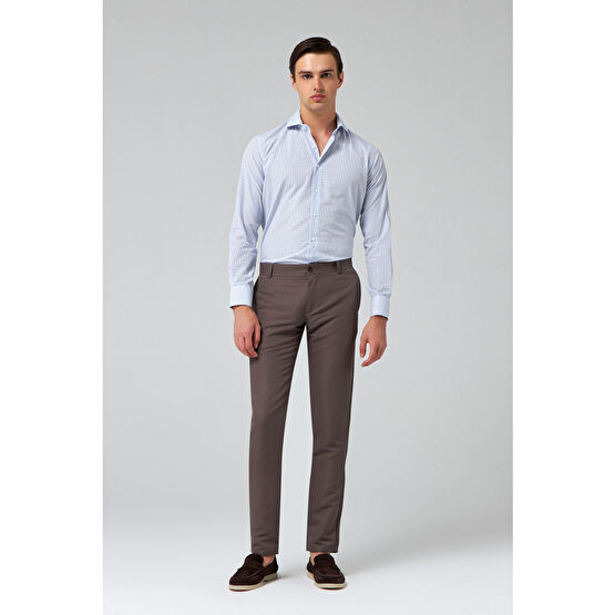 DS Damat Slim Fit Gri Armürlü Chino Pantolon 44 Beden Kadın Pantolon Fiyatı