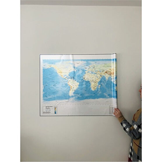 Dünya Fiziki Haritası Dekoratif Dünya Haritası Akıllı Kağıt Tahta 116X75 cm Harita & Küre Fiyatı