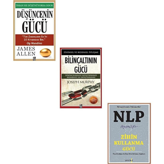 Düşüncenin Gücü + Bilinçaltının Gücü + Nlp Zihin Kullanma Gücü 3 Kitap Başarı Kitapları Fiyatı