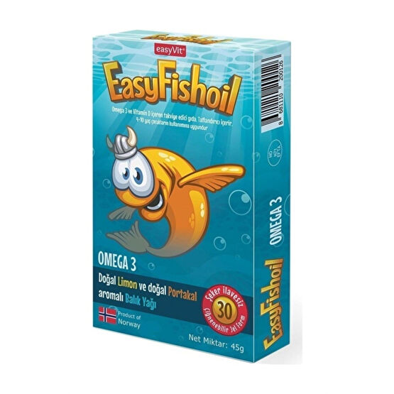 Easy Fishoil Çocuk Portakal Aromalı 30 Çiğneme Tablet