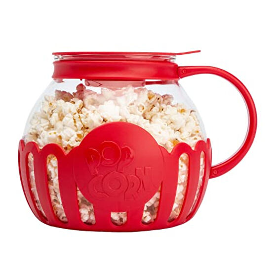 Ecolution Patented Micro-Pop Microwave Popcorn Popper with Temperature Safe Glass, 3-in-1 Lid Measures Kernels and Melts Butter, Made Without BPA, Dishwasher Safe, 3-Quart, Red Mısır Patlatma Makineleri Fiyatı