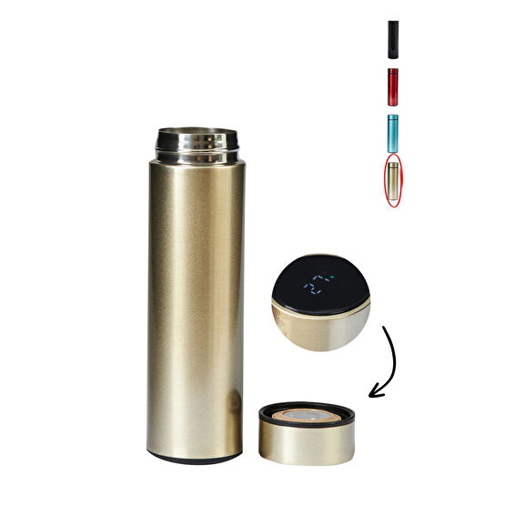 Ecrou Termometreli Led Dijital Göstergeli Çelik Termos Matara Suluk Altın 450 ml 23 X 6 Cm Termos Fiyatı