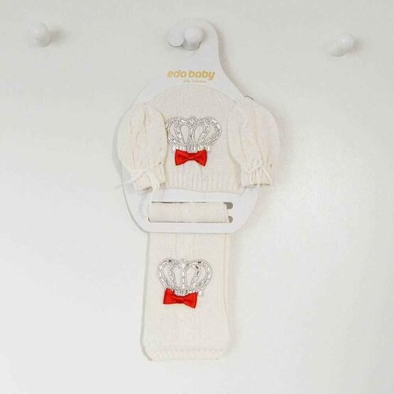 Eda Baby 8544 Kırmızı 0-6 Ay Triko Bebek Atkı-Bere Takımı