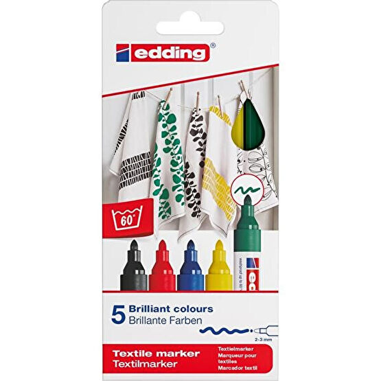 Edding 4500 Kumaş Boyama Kalemi 5'li Kut CD-DVD-Asetat Kalemi Fiyatı