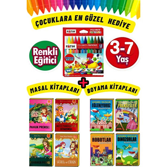 Eğitici Etkinlik Boyama ve Hikaye Seti (3-7 Yaş) Çocuk Masal Fiyatı