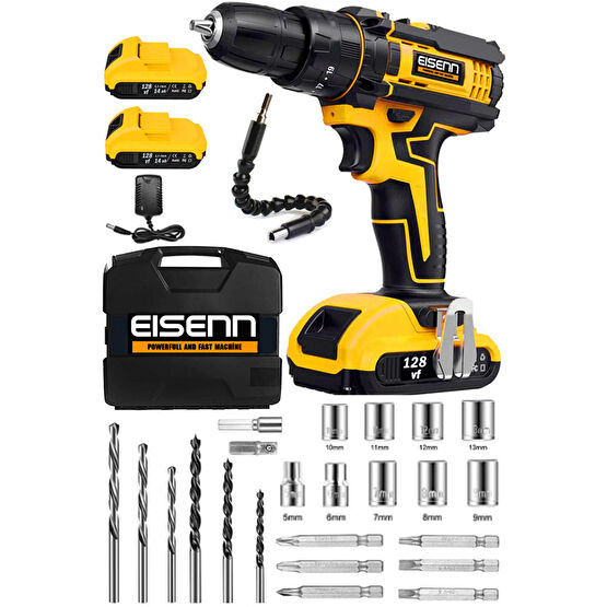 Eisenn Germany Technology Drive 58 V 8 Ah Çift Akülü Metal Şanzuman Şarjlı Matkap 27 Pcs Set Akülü Vidalama Makinesi Fiyatı