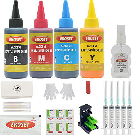 Ekoset Canon E414 E474 E484 uyumlu Kartuş dolum seti 46/56 uyumlu 4X100ml Kartuş Dolum Ürünleri Fiyatı