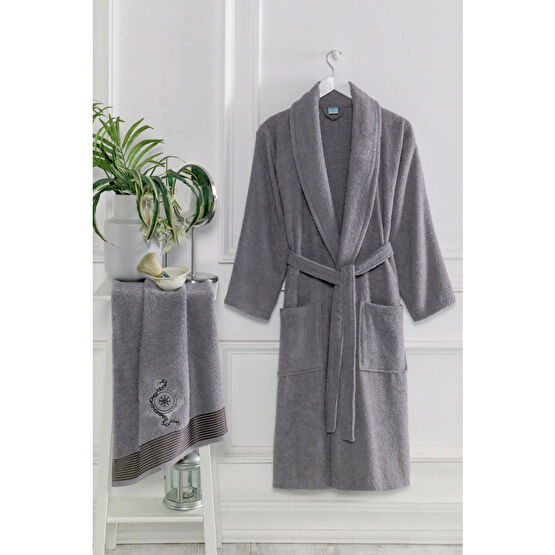 Elmira Textile Unisex Pamuklu Havlulu Banyo Bornoz Takımı L/XL Beden Bornoz Fiyatı
