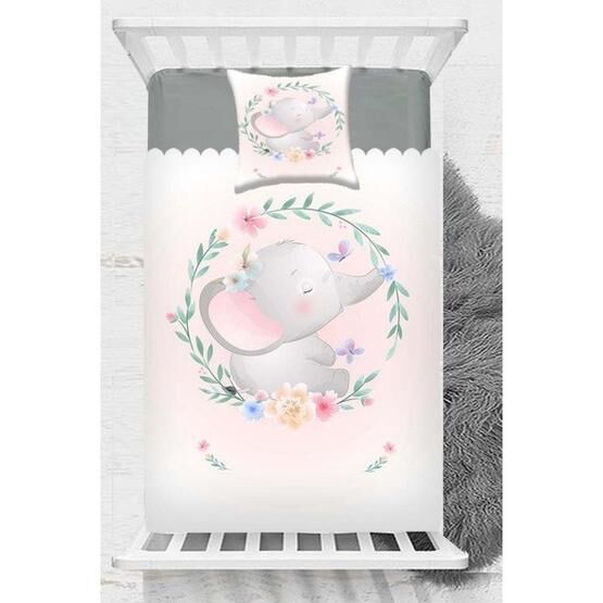 Else Halı Gri Pembe Fil Hayvanlı Desenli Beyaz Bebek Odası Abajur Masa Lambası