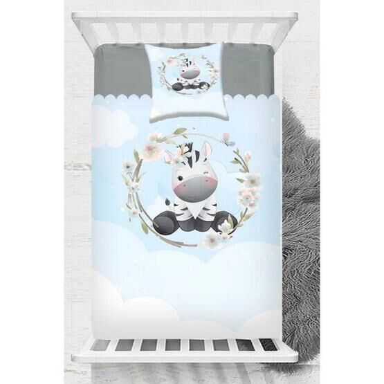 Else Halı Mavi Sevimli Zebra Hayvanlı Desenli Beyaz Bebek Odası Abajur Masa Lambası