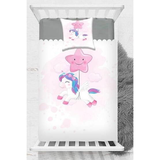 Else Halı Uçan Yıldız Sevimli Unicorn Desenli Beyaz Bebek Odası Abajur Masa Lambası