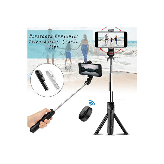 ELSE NIPPON Düz Siyah/ Karışık Siyah-beyaz Bluetooth Kumandalı Selfie Çubuğu-monopod Telefon Tutucu Selfie - Özçekim Çubuğu Fiyatı